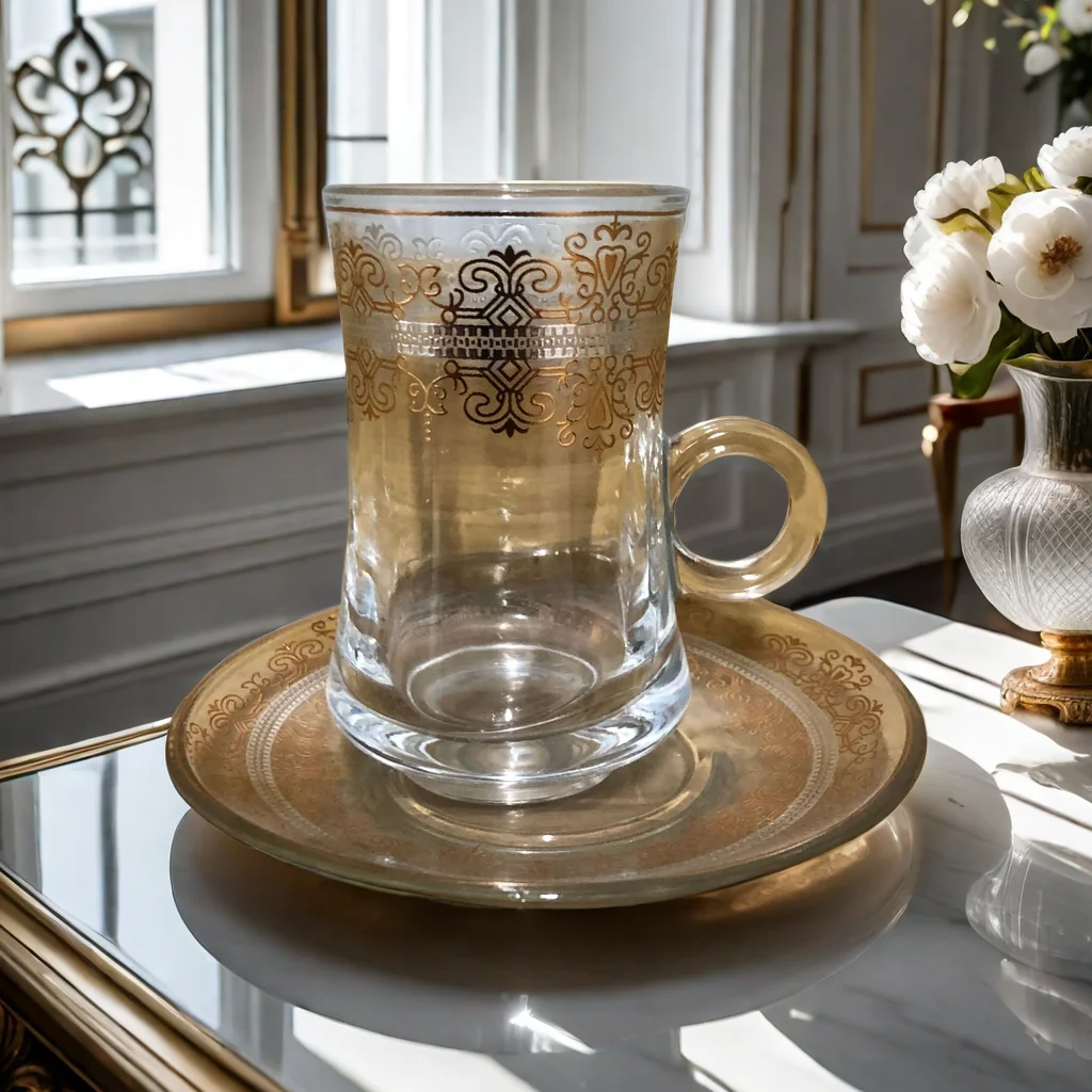 Coffee Cup Set Turkish Coffee Cup and Saucer Set Bronzing Glass Coffee Cup Set