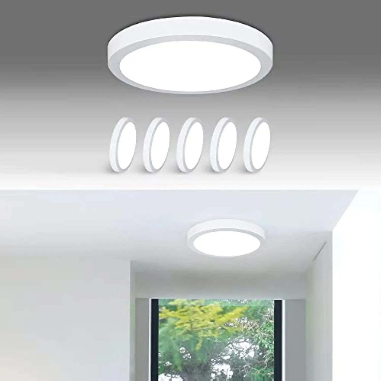 

5Pack Led Flush Mount Ceiling Light-24W 11.81” Surface Mounted down Lights, 5000K Cool White, Round Lighting Fixture for Kitch