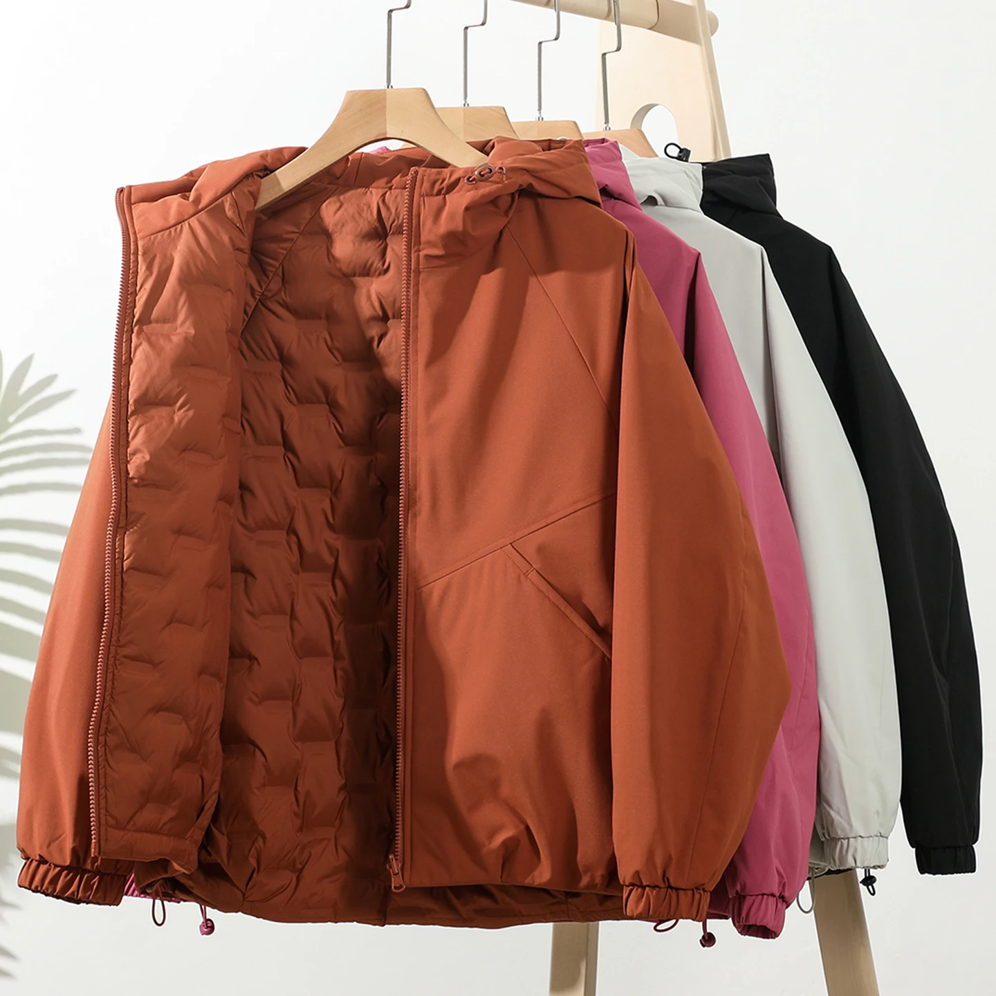 

ex Outdoor Windproof Warm Hooded down Jaet Double-Sided Wear 90 Du down Filling Faionable Urban Sle Regular Fit