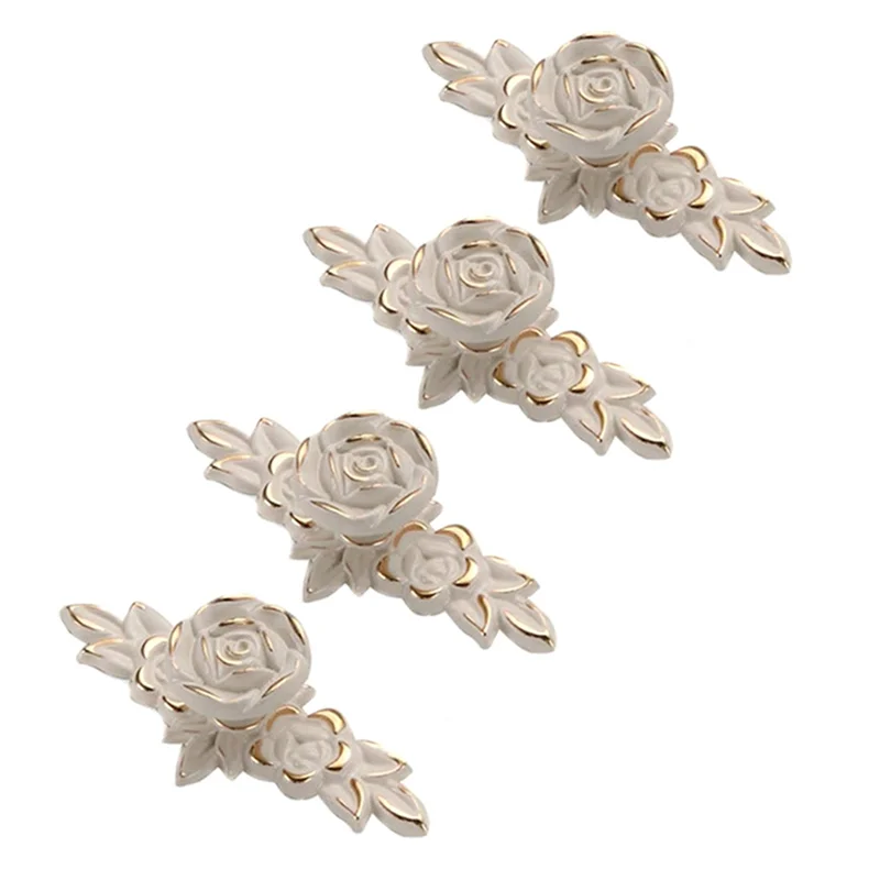 الترويج! 8 قطع مقابض خزانة الورود اليورو مع لوحة خلفية، مقابض سحب درج الزهور لخزانة منضدة الزينة