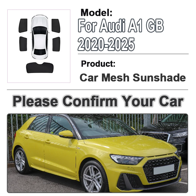 Car Mesh Sunshades For Audi A1 Accessories GB 2020-2025 Window Sun Visors Magnetic Sunscreen Privacy Curtains Anti Mosquito Auto
