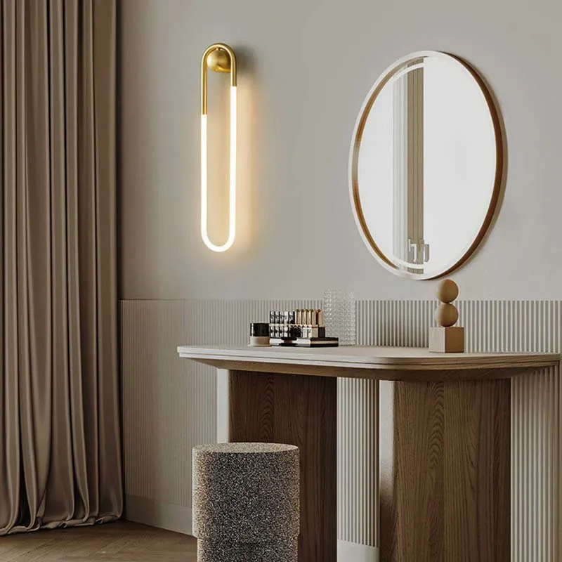 مصباح جداري LED حديث على شكل حرف U، مصباح جداري إبداعي لغرفة المعيشة وغرفة النوم بجانب السرير، مصباح جداري فاخر، تركيبات إضاءة منزلية