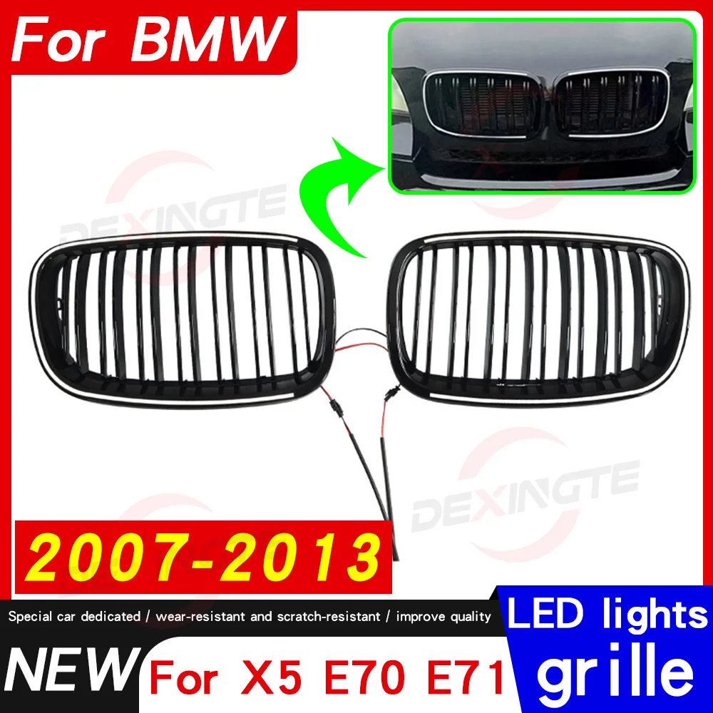 

LED Grille Front Facelift Upper Radiator Racing Grills For BMW E70 E71 X5 X6 30i 35i 40i M50d With Lamp 2007-2013 OE51137157687
