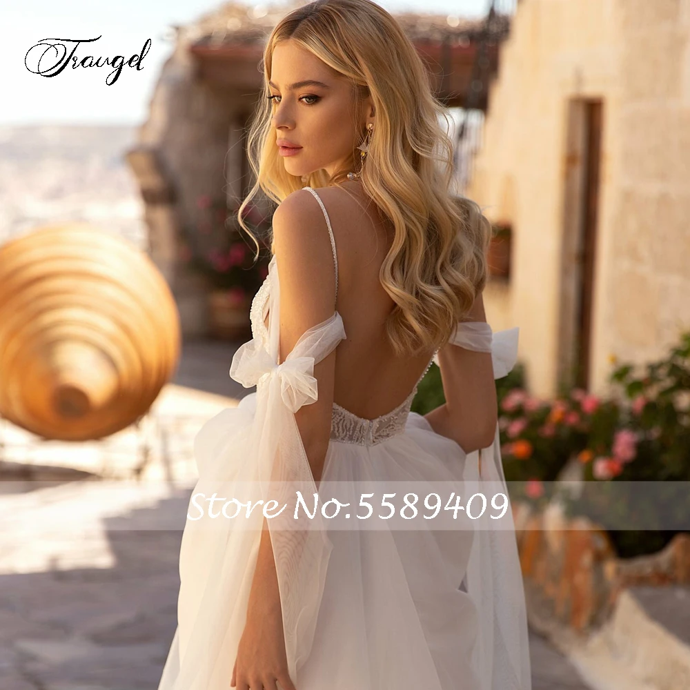 Traugel sexy sem costas querida fitas vestidos de casamento do vintage requintado applique frisado tribunal trem a linha vestido de noiva