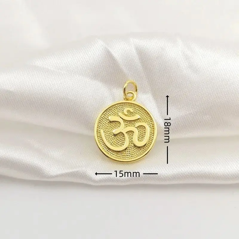 Gold Color OM Medallion Charms for Necklace Bracelets Earrings Yoga Spiritual Meditation Coin Pendant DIY Jewelry Accessories