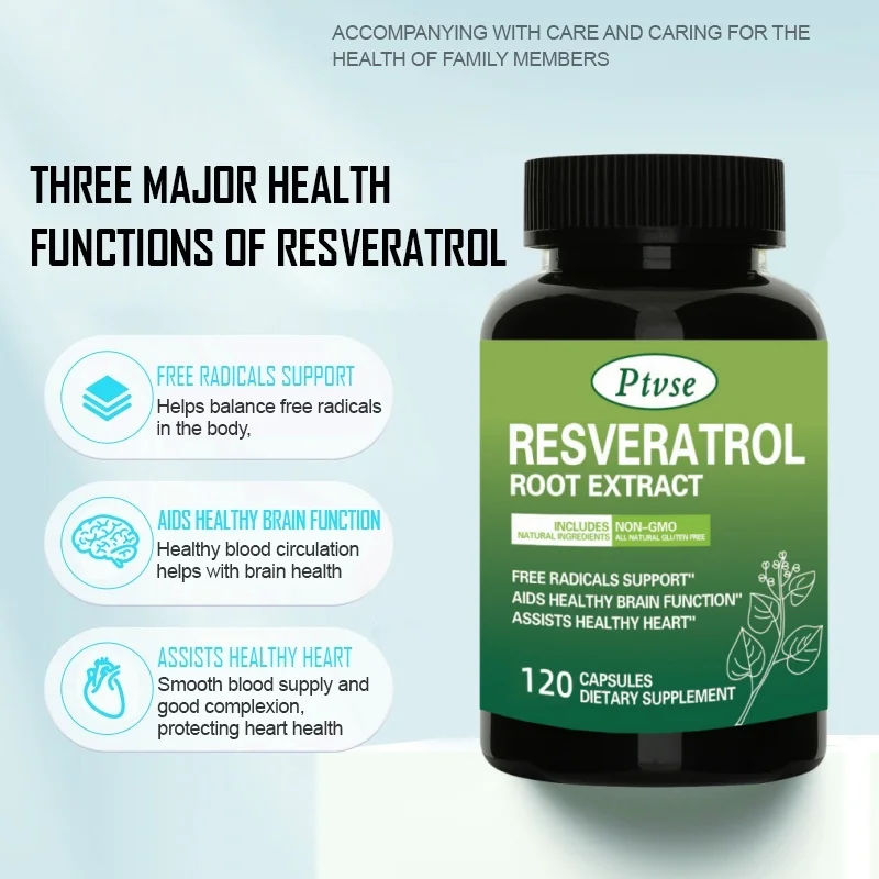 Resveratrol-Cápsulas Antienvelhecimento Natural Avançadas, Cápsulas Máximas, 1200mg