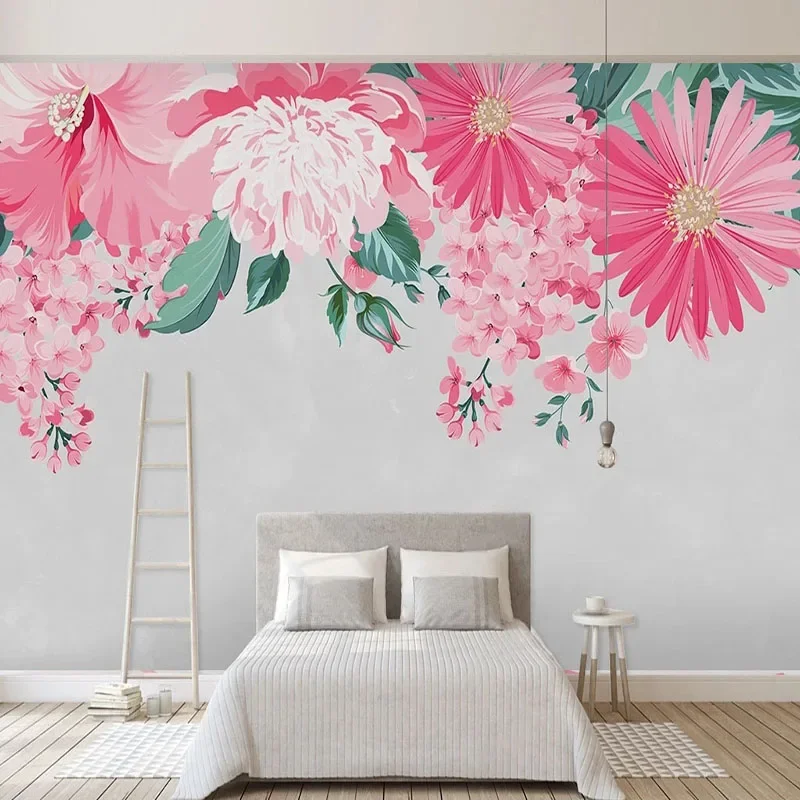 Custom Mural Wallpaper Modern Simple Hand Drawn Retro Roses Flowers Living Room TV Sofa Bedroom Home Decor Papel De Parede Sala