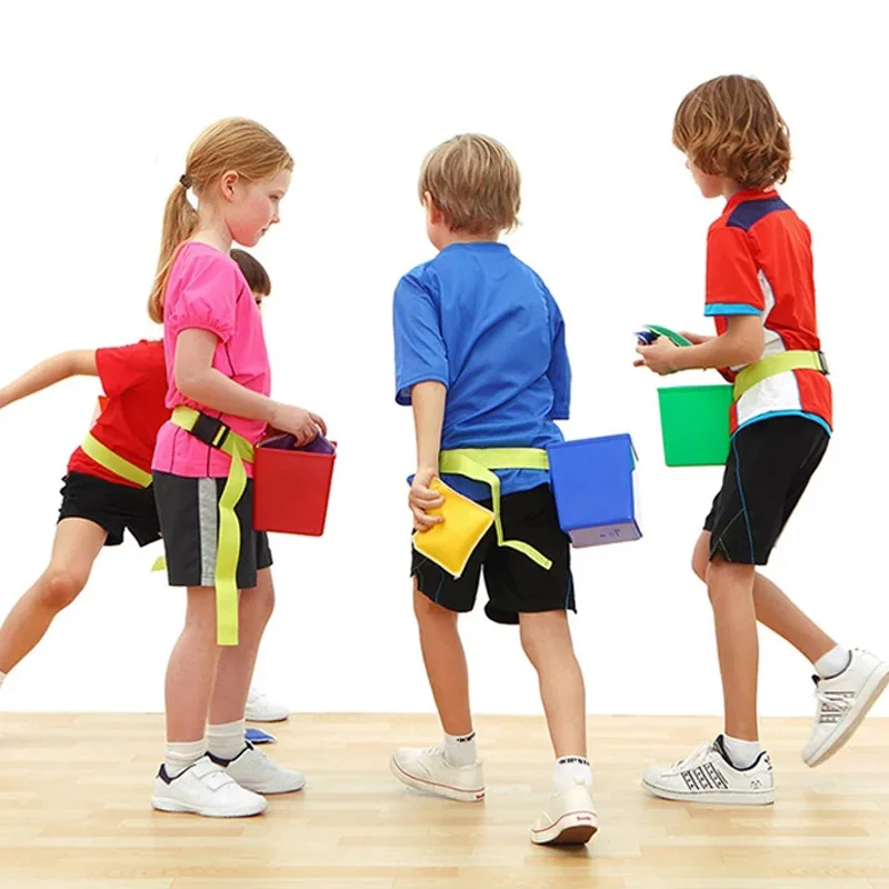 ベルトバケツおもちゃサンドバッグ投げゲーム幼稚園屋外感覚トレーニングスポーツランニングとダッジインタラクティブチェイスゲーム
