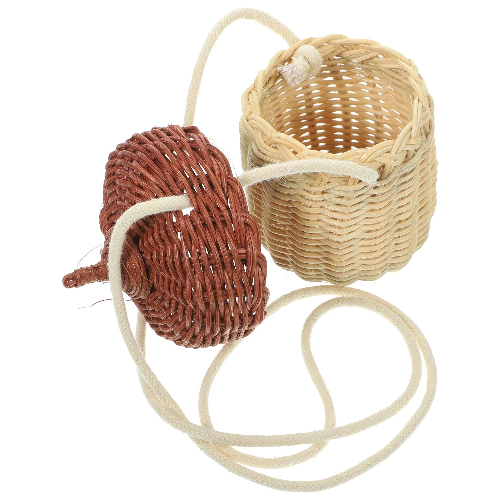 

Woven Bag Children Handbag Girls Costume Coin Purse Photography Prop Rattan Decorative
