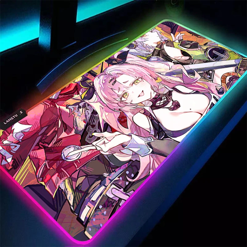 LED Mouse Pad Gaming Accessories Gabinete Gamer PC Computer Zenless Zone Zero Desk Mat RGB Keyboard Pad Nicole Demara Mousepad