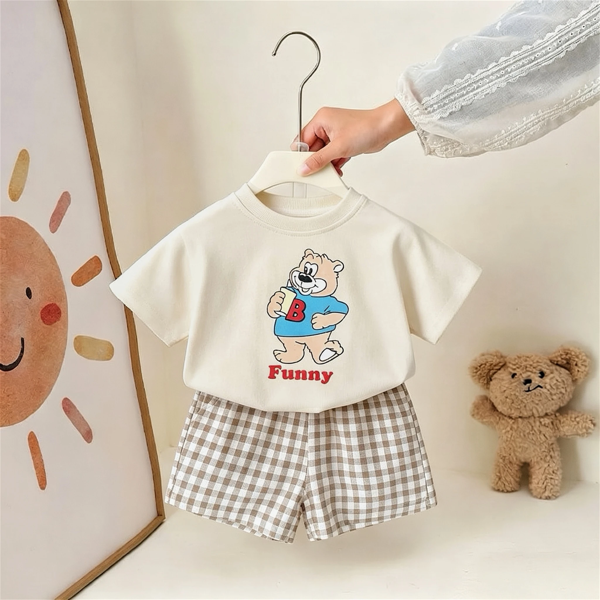 Cartoon Bear T-shirt + Shorts Boys Set Summer Clothing Fashion Popular Short Sleeve Suit Kids Casual Tracksuits Children's Sets