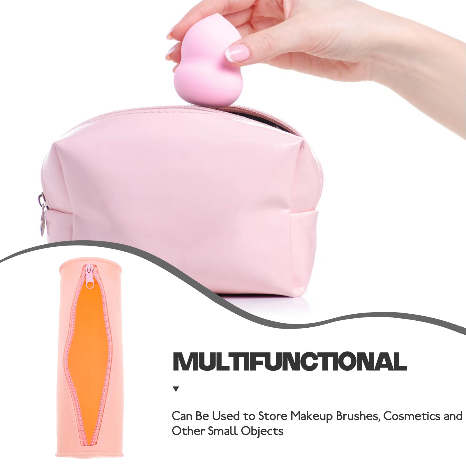 

Make up Brush Organizer for Vanity Brushes Makeup Pouch Holder Travel Silicone Bags