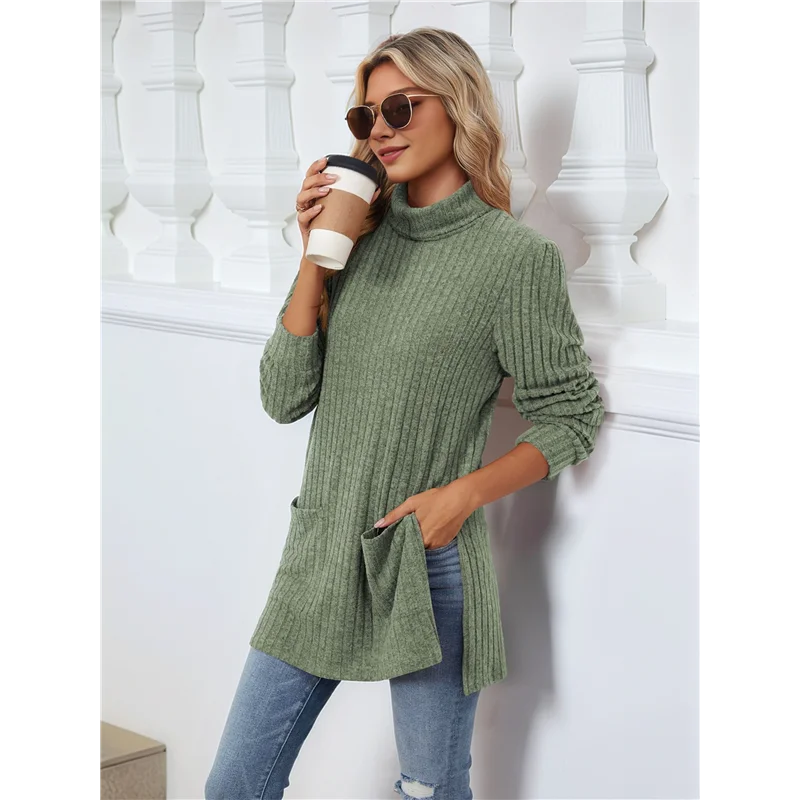 

【Party-Decoration】Long Sleeve Shirts For Women High Neck Casual Tunic Tops
