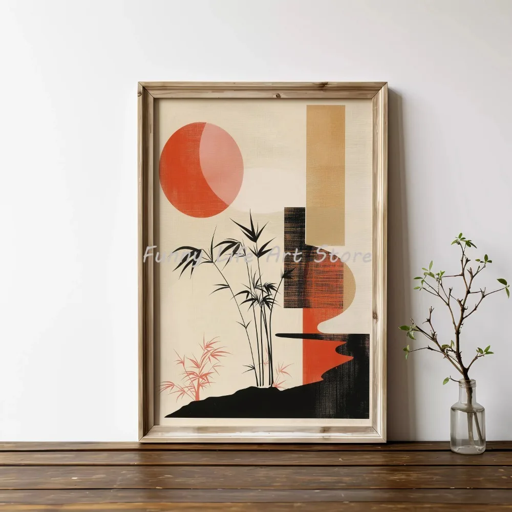 Japanese Mountain Sea Wave Pine Sun Bamboo Posters Canvas Printing Wall Art Living Room Decor