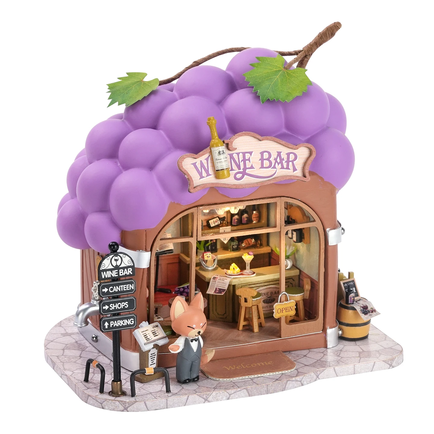 Fox Bar Mini DIY handgemaakte speelgoedpoppenhuisset, 3D puzzelmodel poppenhuisset, kamer- en slaapkamerdecoraties, verjaardagscadeaus