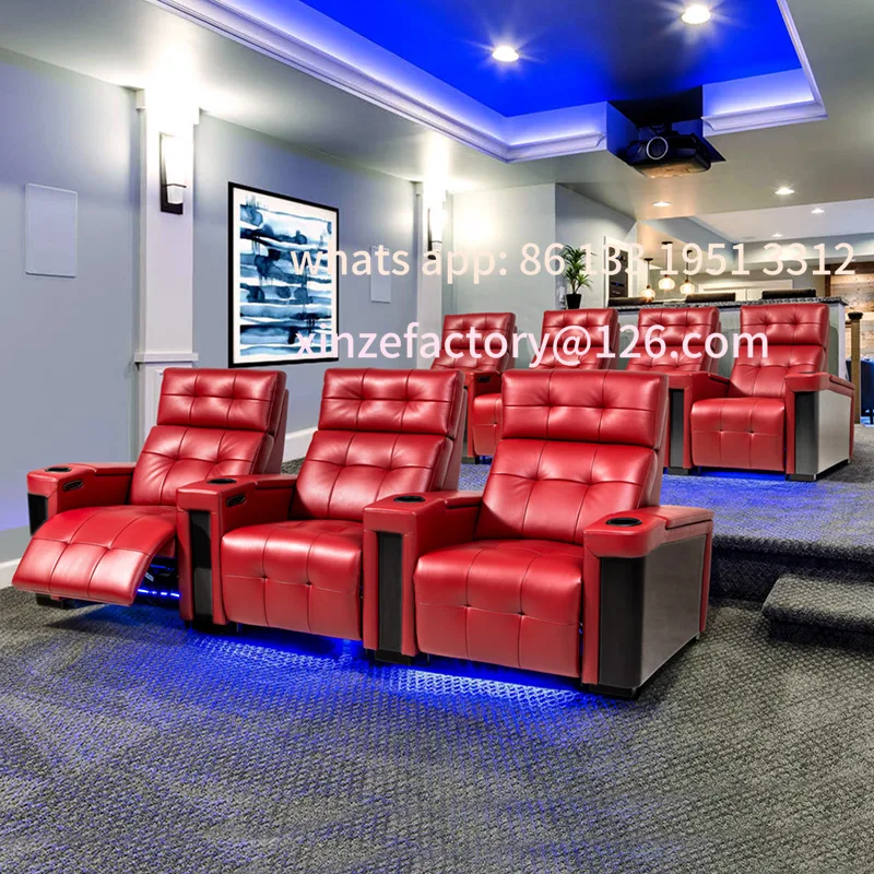 جناح قابل للتخصيص، مقعد كهربائي فاخر جديد لغرفة الصوت والفيديو، أريكة مسرح منزلي لقاعة التلفزيون #4