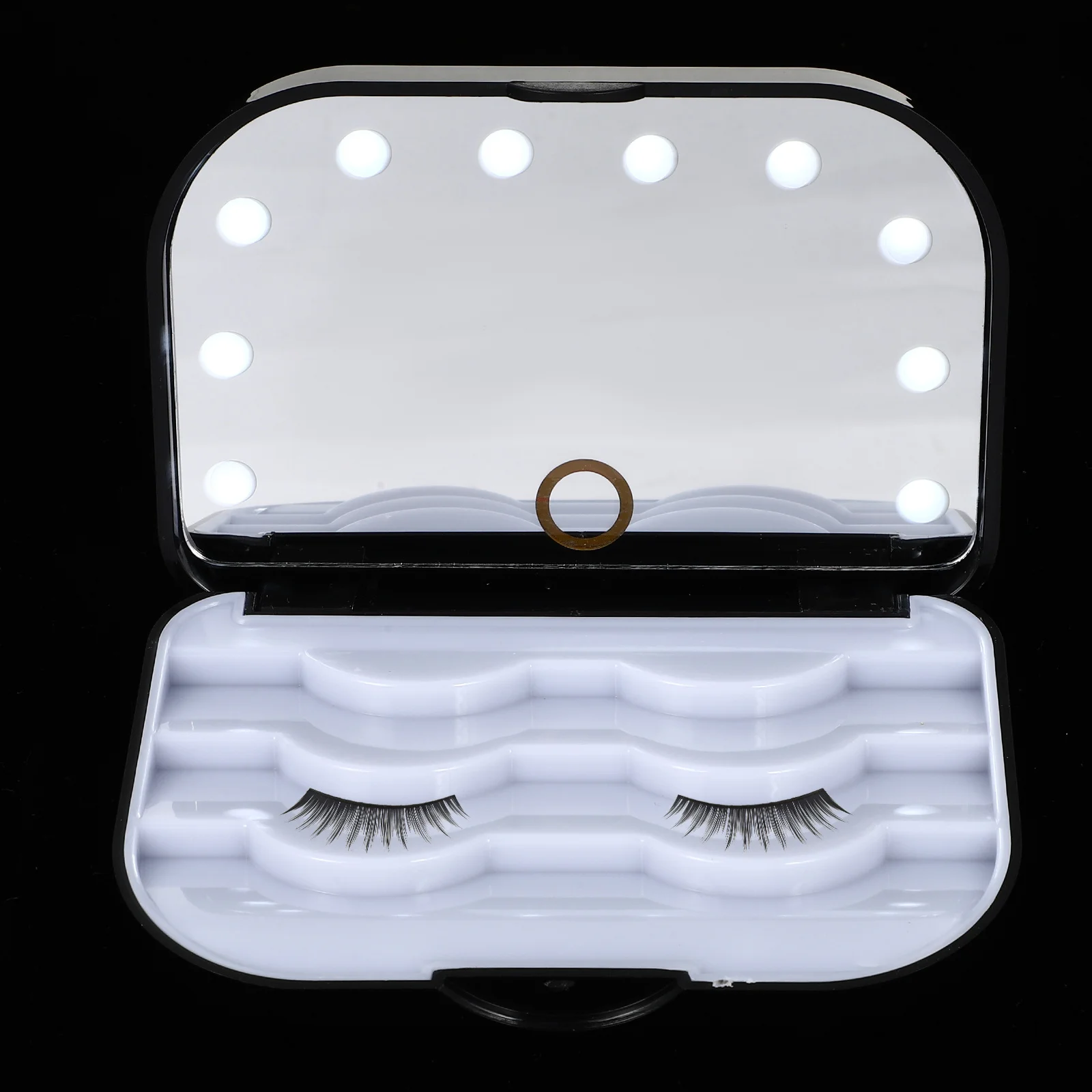Boîte de rangement de cils LED, organisateur de faux cils, étui à cils rabattable, rangement de maquillage Compact Portable adapté aux professionnels