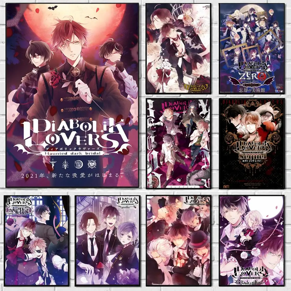 Anime Diabolik Lovers Poster Self-adhesive Art Waterproof Paper Sticker Coffee House Bar Room Wall Decor