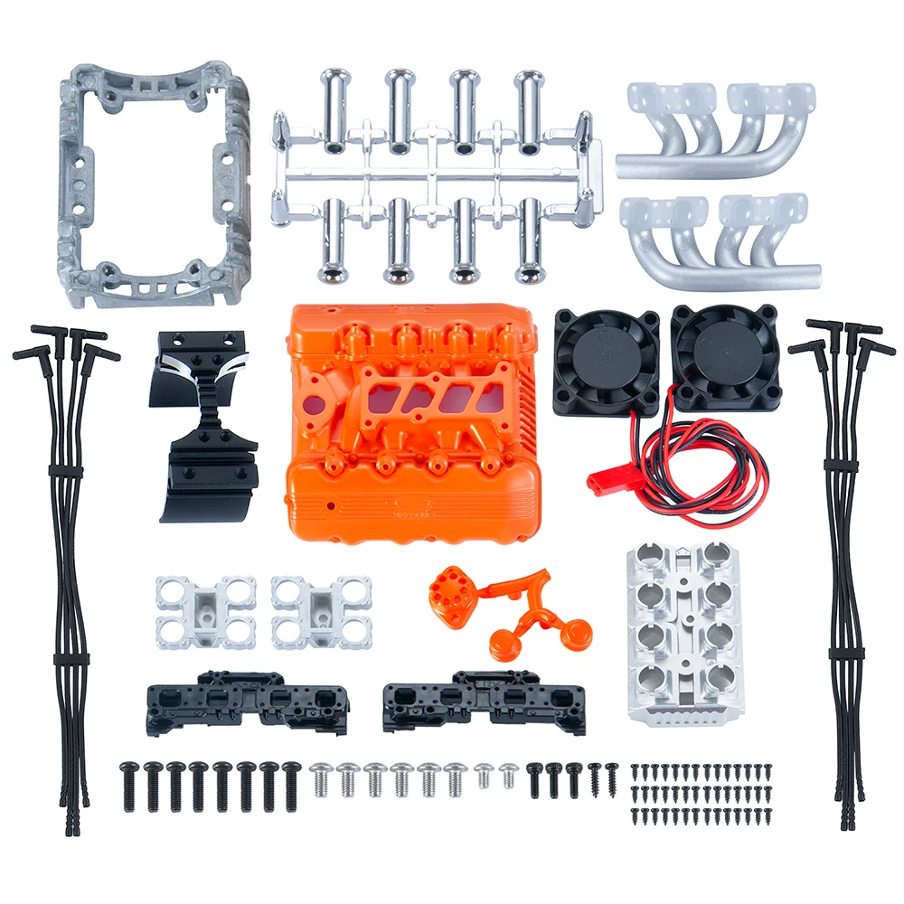 YEAHRUN 60*67 มม.จําลอง V8 เครื่องยนต์พัดลมหม้อน้ํา STACK-ประเภทฉีดโดยตรง Air Intake สําหรับ 1/10 TRX-4 TRX4 RC crawler รถ