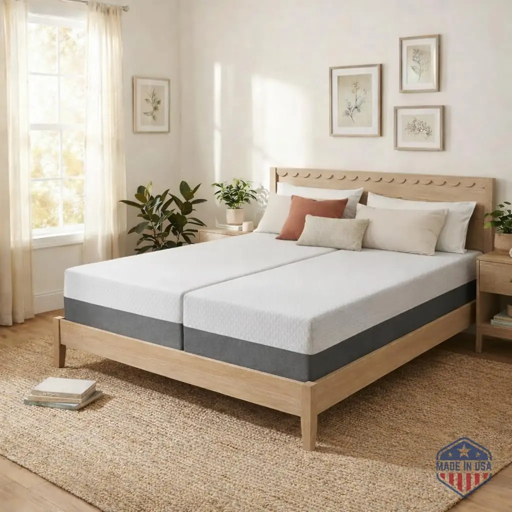 12 Inch Split King Cooling Gel Memory Foam Mattress, CertiPUR-US Certified Fiberglass-Free Soft Bed in Box, Customized
