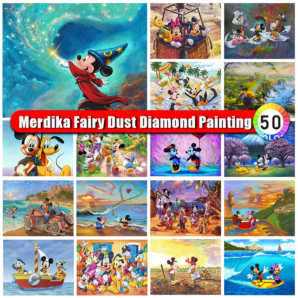 

Merdika Fairy Dust Disney Diamond painting Cartoon Minnie Mickey Mouse Cute 5D DIY Diamond Embroidery Mosaic Home Decor Gift