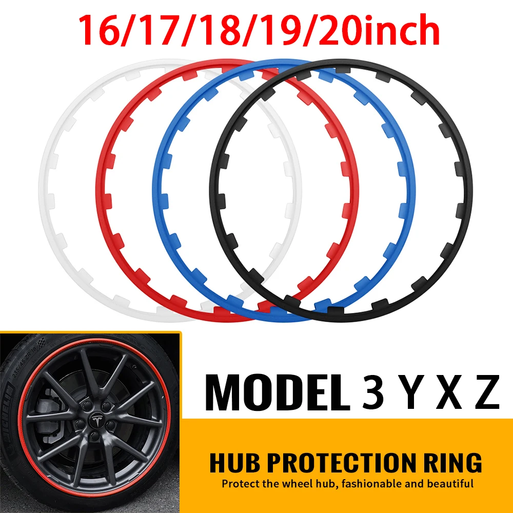 16/17/18/19/20 Inch Car Wheel Edge Rim Protection Cover For Tesla Model 3 2017-2023 Rubber Hub Decoration Ring Tuning Accessorie