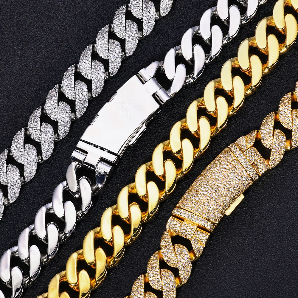 Hip Hop Style Sparkling Necklace 22MM Wide Inlaid With Zircon Cuban Necklace Luxury Fashion Jewelry Men's Exclusive Gift