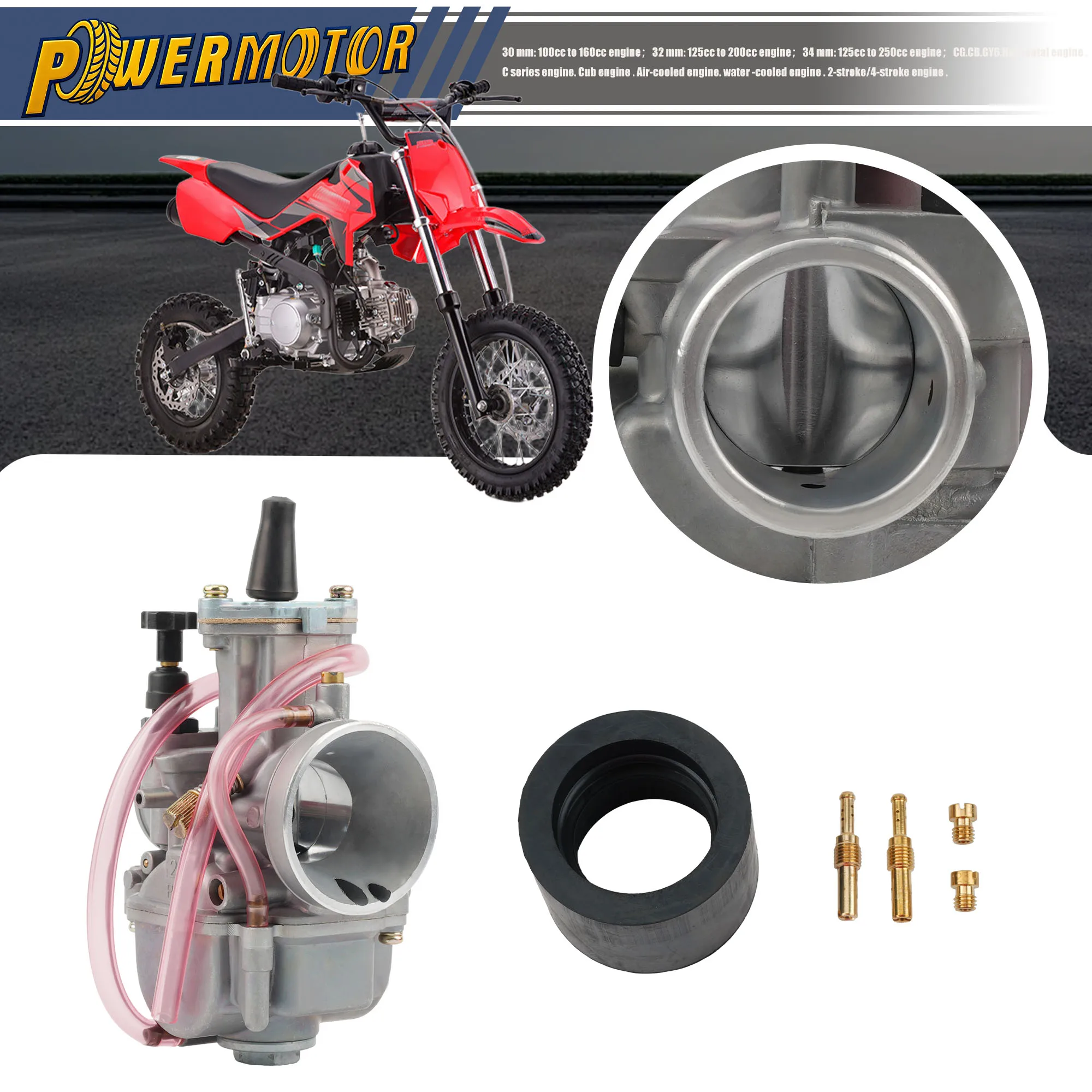 

For KOSO PWK 28 30 32 34mm Motorcycle Racing Carburetor With Power Jet For 125-300cc 2 4 Stroke Motocross Dirt Bike ATV Carb