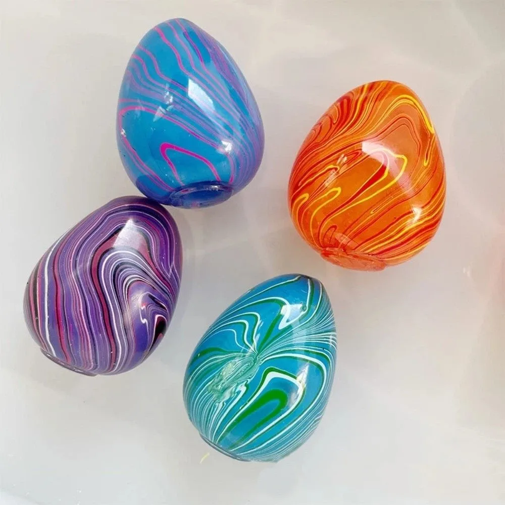 Trendy Marbled Swirl Slushy Squishy Toy Heart Egg Cartoon Bear Fidget Toy Slow Rebound Quicksand Texture Squeeze Toy Relaxation