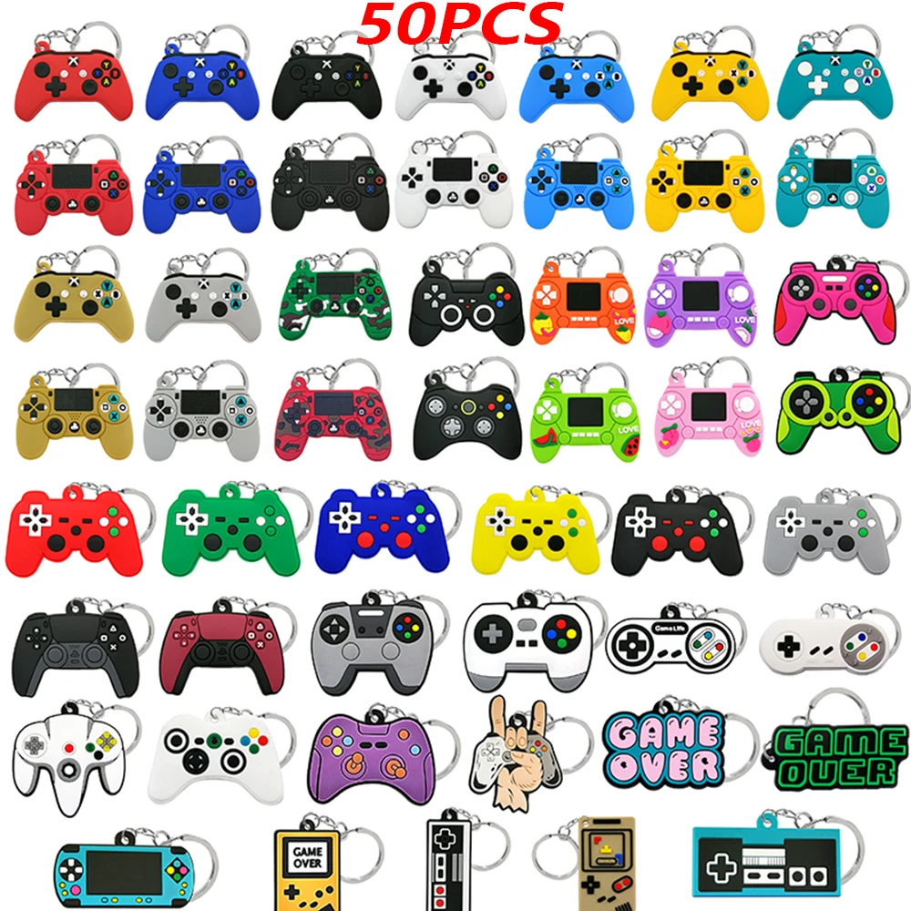 50PCS Keychain for Boys Men Gamepad Keyring Joystick Game Controller Key Accessories fit Handbag Key Pendant Friends Key Gifts