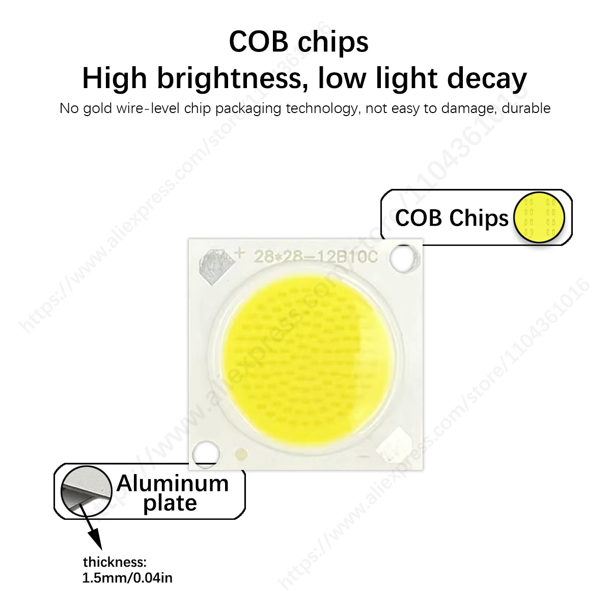 5pcs 20W 40W DC 12V 30V  Led Cob Light Source 28x28mm 24mm Lighting Diameter Led for Down Track Light Diy Lamp Bulb CHIP