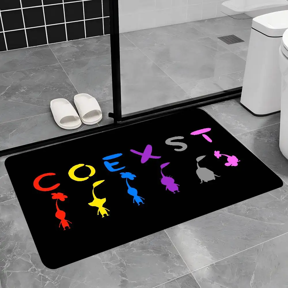 Adventure Game P-Pikmin Bathroom Mat Kids Room Bedroom Decoration Balcony Anti-Slip Doormat Living Room Welcome Rug