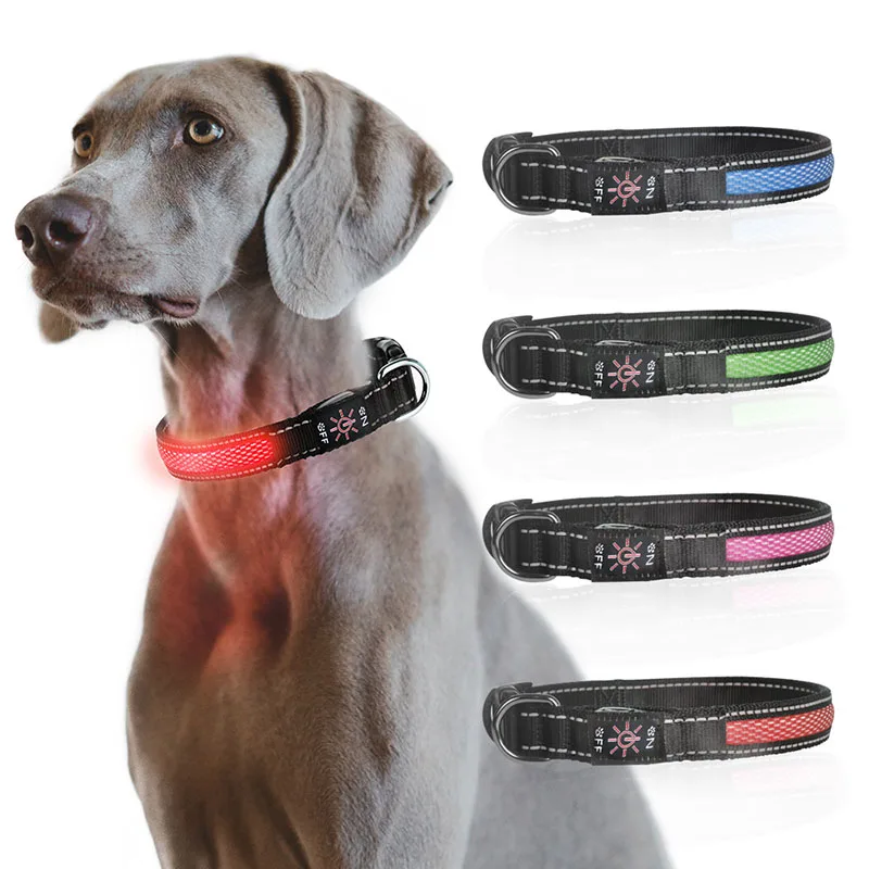 LED Luminous Pet Dog Collar USB Dog Luminous Bright Collar Night Safety Reminder Luminous Cat and Dog Collar