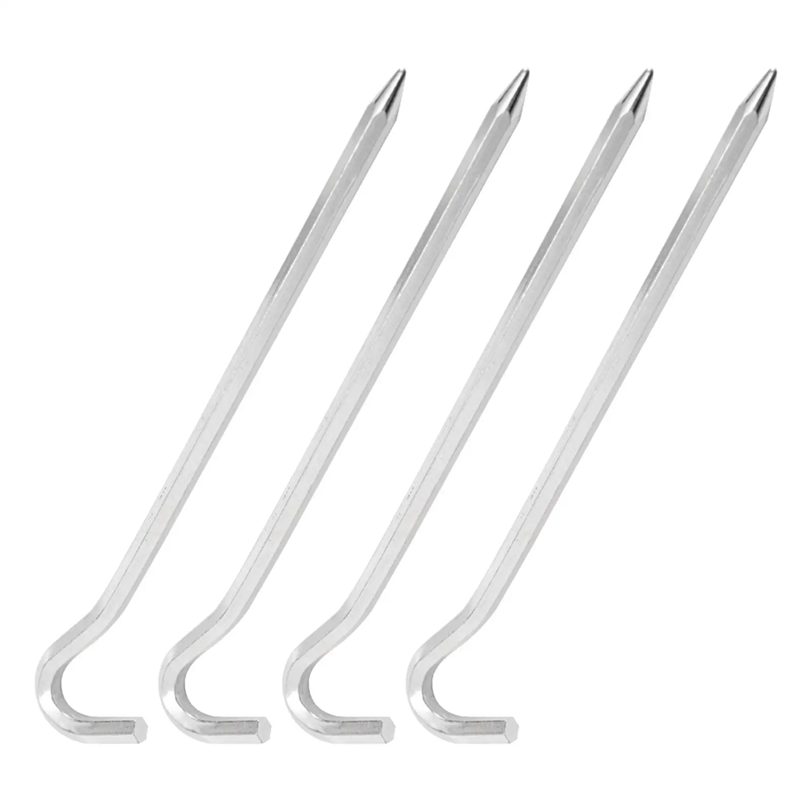 4x piquets de jardin en alliage d'aluminium, tiges hexagonales, piquets de tente, piquets de sol pour
