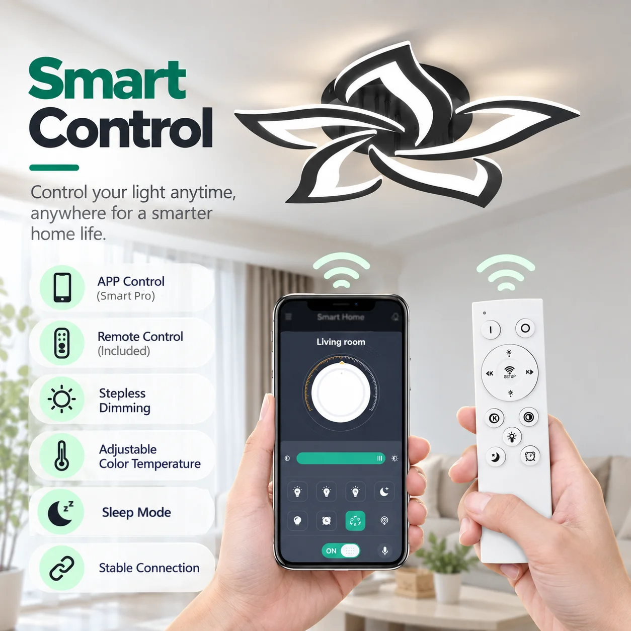 Acrylic LED Ceiling Light Lotus Energy-saving Indoor Lighting Fixtures Remote Control APP Dimming Room Decorations Ceiling Lamp
