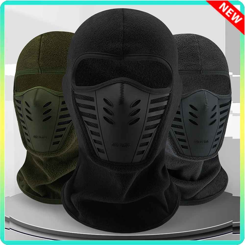 Winter Windproof Dustproof Face Shield Fleece Motorcycle Mask Thermal Neck Full Face Mask Keep Warm Riding Balaclava Biker Ski