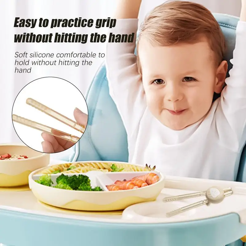 Kids Chopsticks Children Chopstick Helper Adjustable Toddler Food Holding Practice Tool For Kids Aged 1 Dishwasher Safe