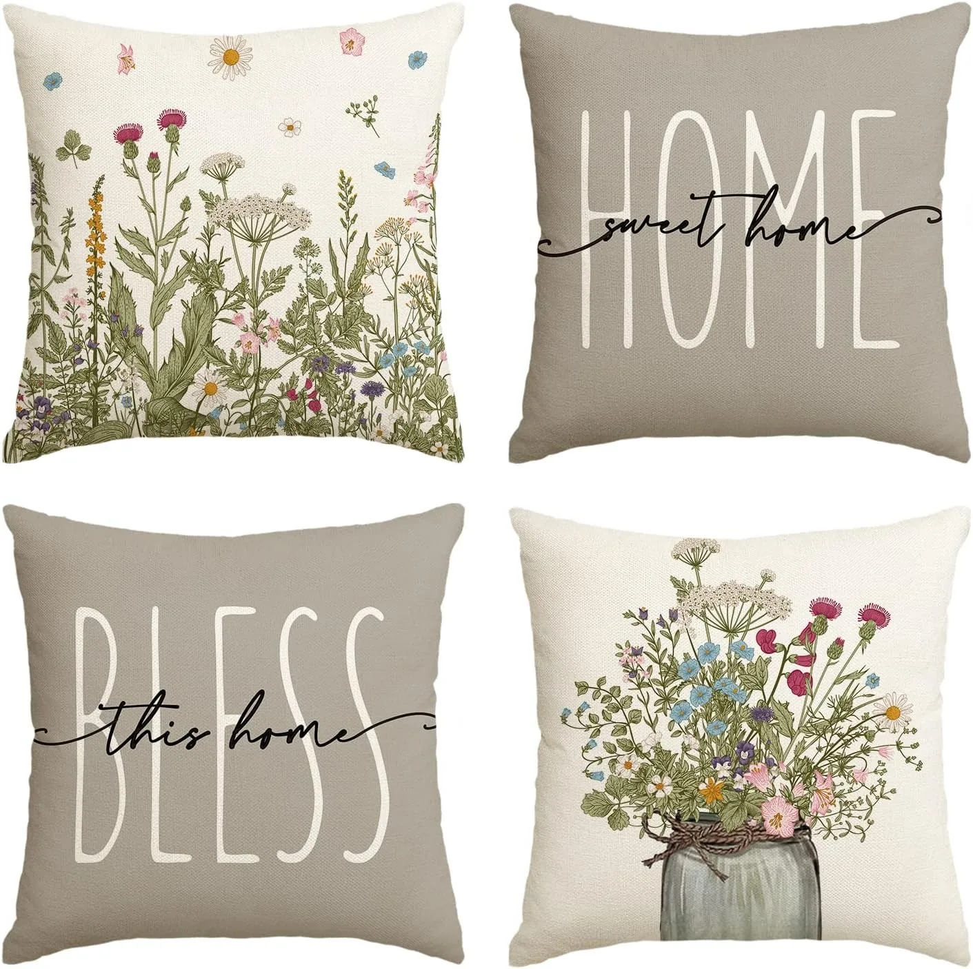 Minimalist Design Pillowcase Linen Pillowcase Bedroom Pillow Cover Cushions Special Sofa Pillow Home Decor 45*45cm 4 Pcs