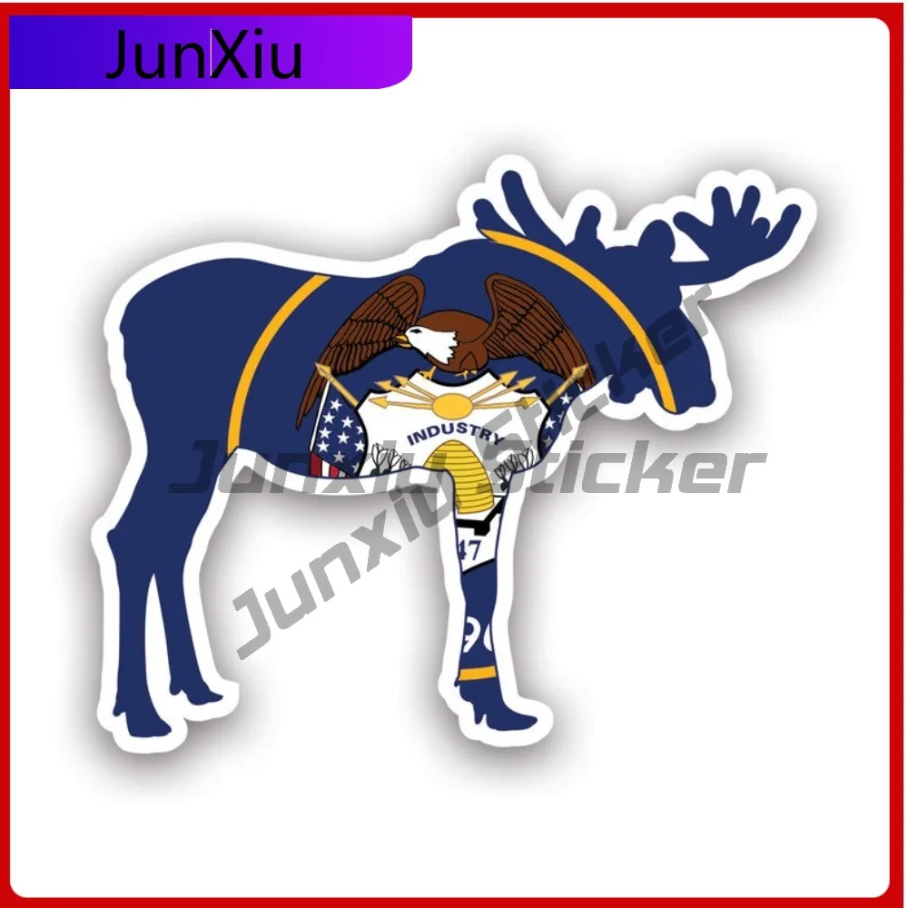 

Utah Moose Shaped Flag Sticker Uv Protected Decals V2 Ut Elk Deer Antlers Archery Hunter Hunting Outdoors Explore State Flag