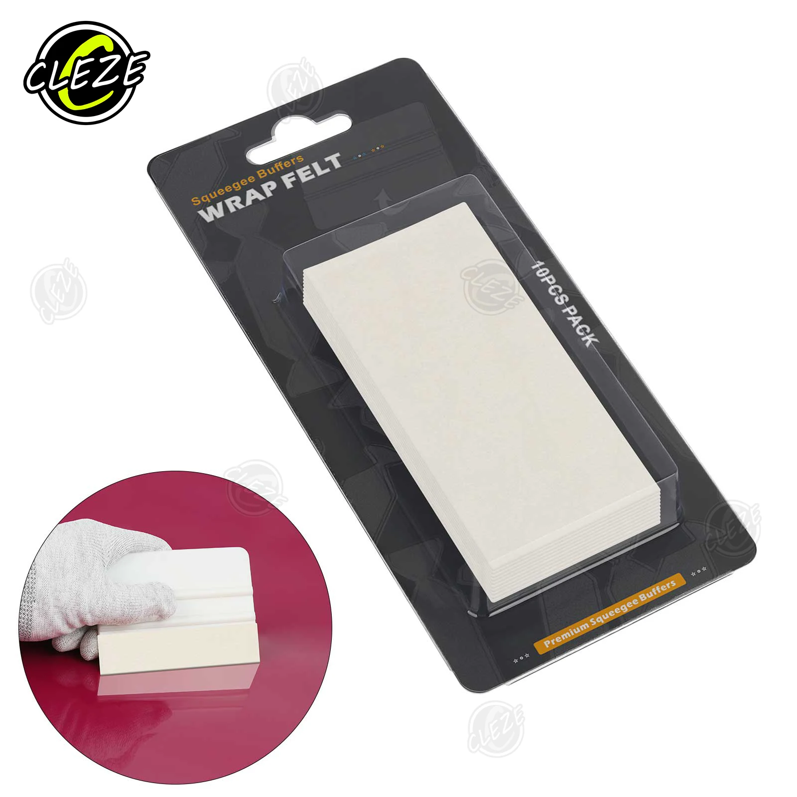 Reusable Squeegee Cover Felt 10x5cm 10Pcs Car Wrapping Accessories Protective Pad for Paint Protection Film PPF