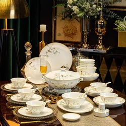 Fine China Luxury Dinnerware Sets Kitchen Gift Breakfast Party Wedding Dinnerware Women Guests Geschirr Porzellan Dinner Set