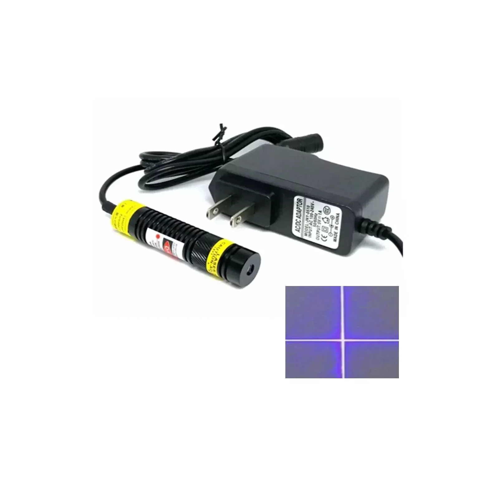 

Focusable 200mW 405nm Violet/Blue Purple Cross Laser Module w 5V Adapter