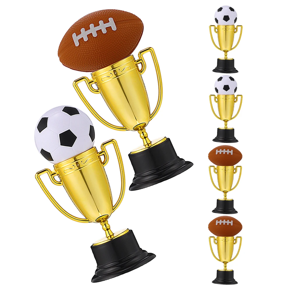 

6 set Mini Plastic Sets Desktop Decorations Small Sports Trophy Cup Award Props Kids Competition Decor