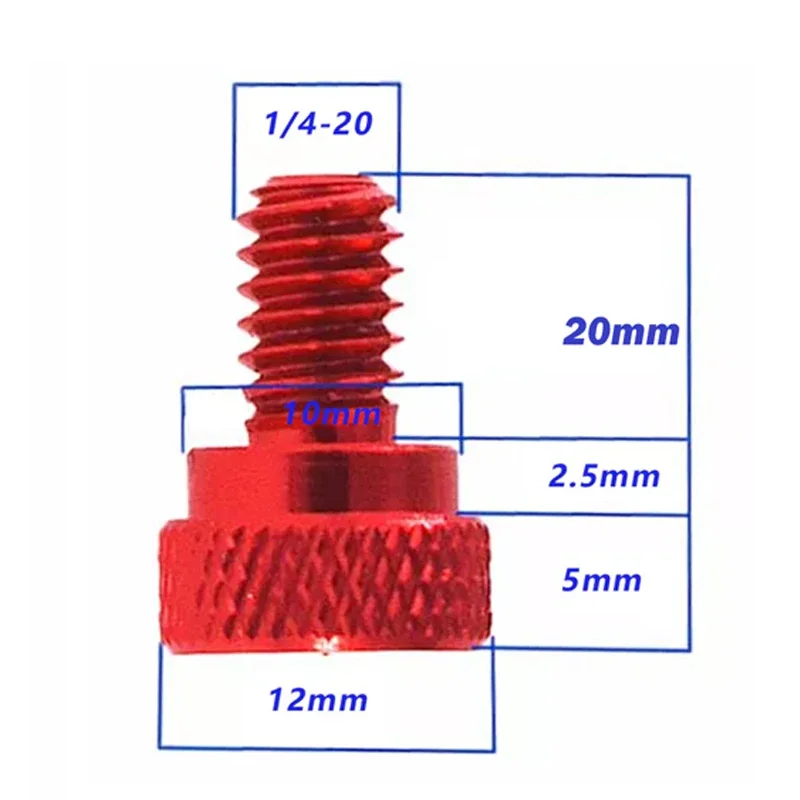 Colored Screw UNC 1/4-20*20mm Aluminum Alloy Knurled Thumb Screw Hand Grip Knob Bolts For PC Case Camera