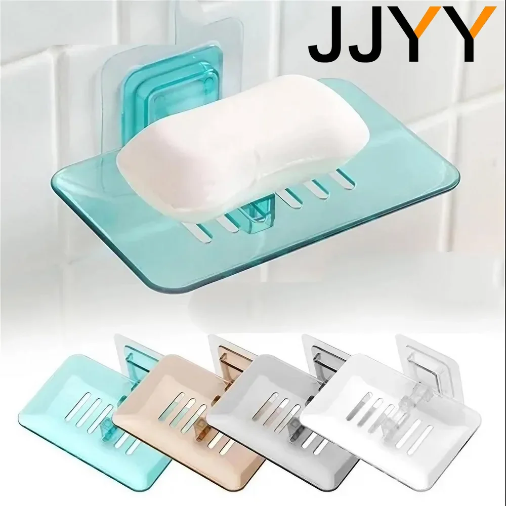 JJYY Soap Holder Self-Adhesive Draining Soap Dish Removable Wall Mounted Heavy Duty Plastic Bar Soap Holder Storage Basket Bathr