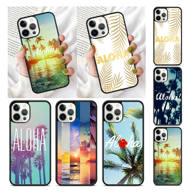 Aloha Hawaii Hawaiian Beach Palms Phone Case for iPhone 16 15 SE2020 13 14 11 12 Mini Pro Max 6 7 8 Plus coque fundas Shell