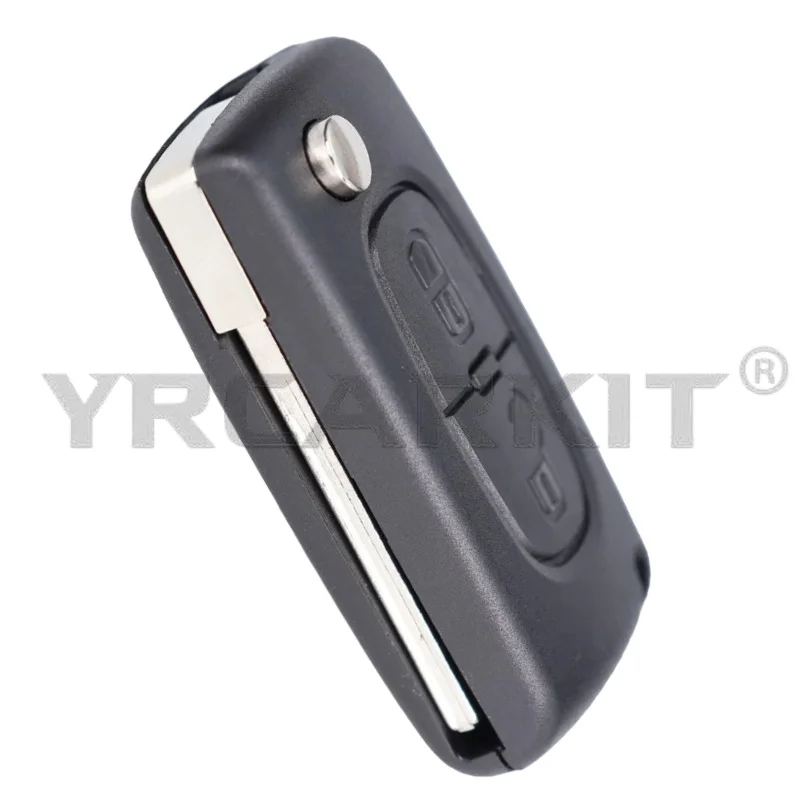 Coque de clé de voiture pliable à rabat, étui à clé à distance pour KIT 207, 307, 308, 407, 607, 807, cristaux en C2, C3, C4, C5, C6, 2 boutons, 3/4 boutons