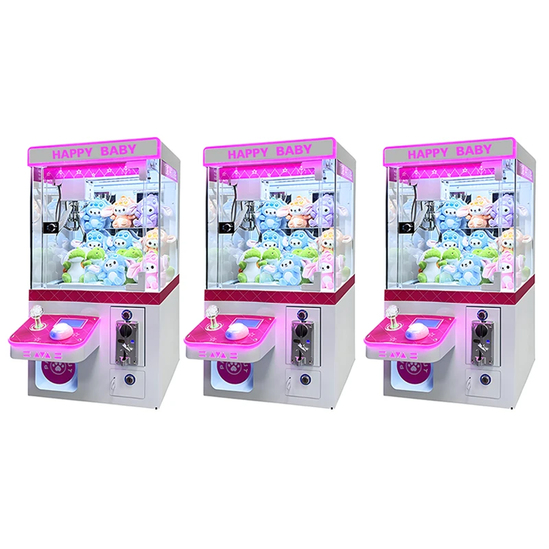 New Age Single-Person Commercial Pink Mini Doll Machine Coin-Operated Household Stainless Steel Crane Claw Grab Gift