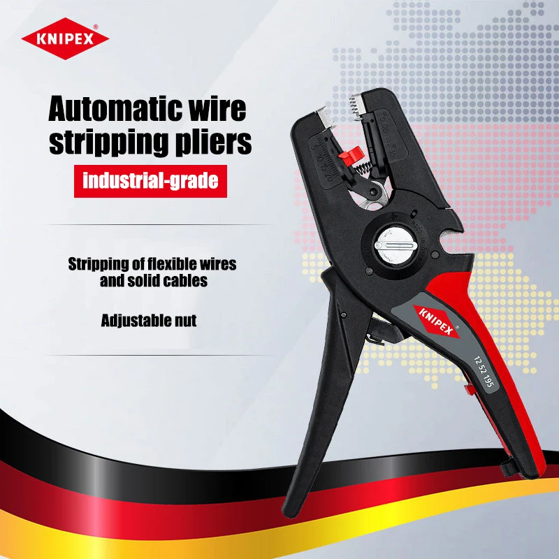 KNIPEX PreciStrip16 adaptive wire stripping pliers, 8-inch self-adjusting electrician wire breaking pliers manual tool 1252195