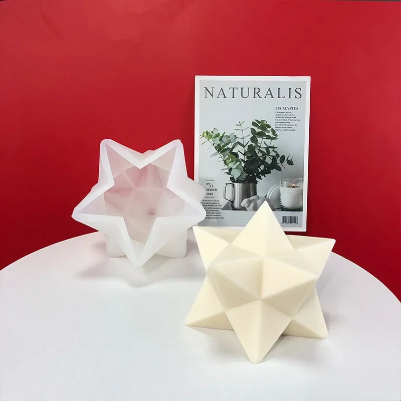 New Geometric Candle Mold Special-shaped 3D Five-pointed Star Aromatherapy Candle Silicone Mould DIY  Silicone Abrasive Tools